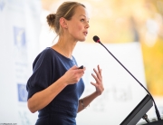 woman giving technology leading speech