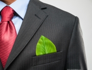 man in suit with leaf pocket square